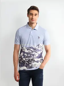 U.S. Polo Assn. Denim Co. Men Graphic Printed Polo Collar Cotton Slim Fit T-shirt