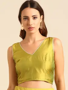 De Moza Solid V-Neck Sleeveless Saree Blouse