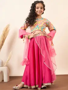 Stylo Bug Girls Printed Gotta Patti Ready to Wear Lehenga & Blouse With Dupatta