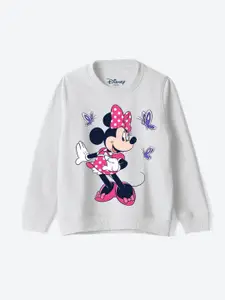 YK Disney Girls Graphic Printed Round Neck Cotton Pullover Sweatshirt