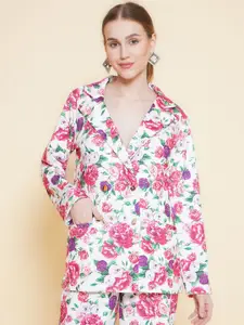 KATLINE Printed Single-Breasted Notched Lapel Casual Blazer