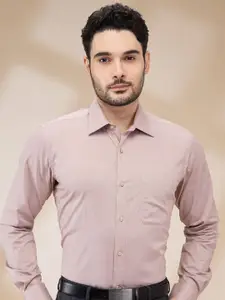 Raymond Men Contemporary Spread Collar Solid Cotton Formal Shirt