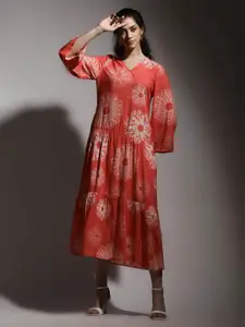 Dora Dori Women Floral Printed Fit and Flare Midi Dress