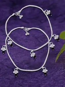 Heer Collection Silver Plated Artificial Beads Anklet