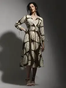 Dora Dori Printed Pure Cotton Fit & Flare Midi Dress