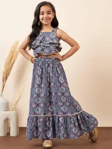 Stylo Bug Girls Printed Gotta Patti Cotton Ready to Wear Lehenga Choli