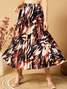ZWERLON Women  Printed A-Line Midi Skirts