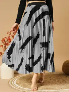 ZWERLON Women Flared Slip-On Maxi Skirt
