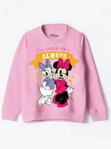 YK Disney Girls Graphic Printed Round Neck Cotton Pullover Sweatshirt