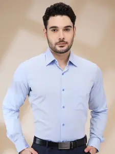 Raymond Men Contemporary Spread Collar Solid Cotton Formal Shirt