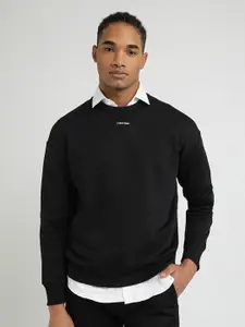 Calvin Klein Jeans Men Solid Round Neck Cotton Pullover Sweatshirt