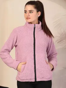 KLOTTHE Women Solid Sherpa Heavy Winter Jacket