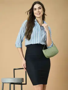 Murcia Women Spread Collar Multi Striped Cotton Casual Shirt