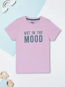 max Boys Typography Printed Round Neck Cotton T-shirt