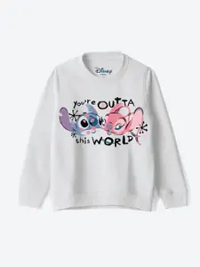 YK Disney Girls Graphic Printed Round Neck Cotton Pullover Sweatshirt