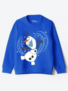 YK Disney Girls Graphic Printed Round Neck Cotton Pullover Sweatshirt