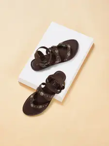 Forever Glam by Pantaloons Women Embellished One Toe Flats With Buckles