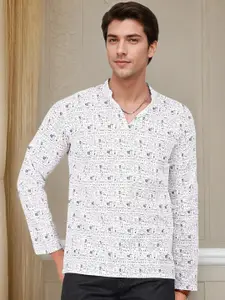 Anouk Tribal Printed Mandarin Collar Neck Long Sleeves Regular Cotton Straight Short Kurta