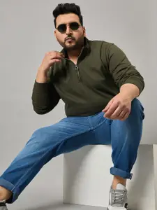 Club York Men Plus Size Mock Collar Cotton Sweatshirt