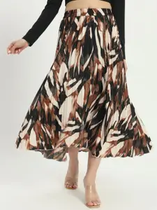 ZWERLON Women Abstract Printed A Line Midi Skirt