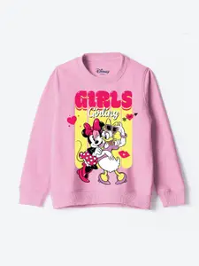 YK Disney Girls Graphic Printed Round Neck Cotton Pullover Sweatshirt