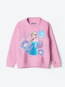 YK Disney Girls Printed Round Neck Sweatshirt