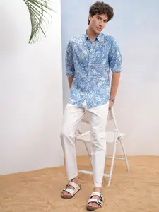 HIGHLANDER Men Printed Mandarin Collar Casual Shirt