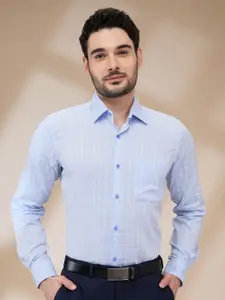 Raymond Men Contemporary Spread Collar Micro Checked Cotton Formal Shirt