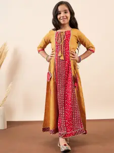 Stylo Bug Girls Bandhani Print A-Line Maxi Dress