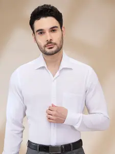 Raymond Men Contemporary Spread Collar Solid Cotton Formal Shirt