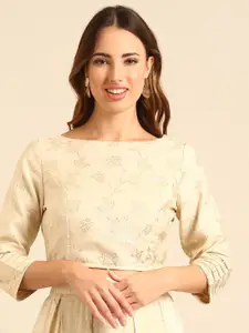 De Moza Woven Design Non-Padded Saree Blouse