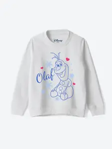 YK Disney Girls Graphic Printed Round Neck Cotton Pullover Sweatshirt