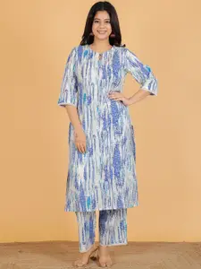 Aramya Abstract Dyed Keyhole Neck Cotton Straight Kurta