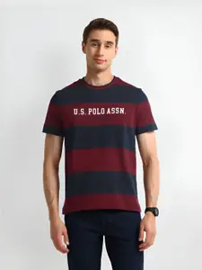 U.S. Polo Assn. Denim Co. Men Striped Round Neck Cotton Slim Fit T-shirt