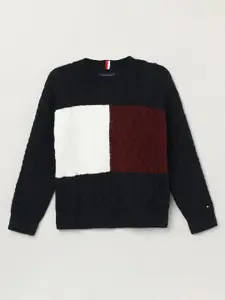 Tommy Hilfiger Boys Cotton Colourblocked Pullover Sweaters