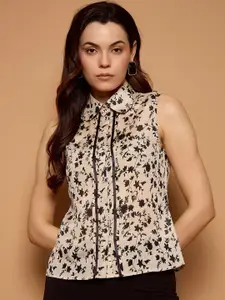 Kibo Women Standard Peter Pan Collar Floral Printed Casual Shirt