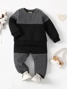 INCLUD Boys Self Design Sweatshirt With Trousers