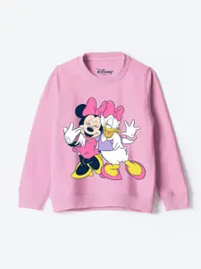 YK Disney Girls Graphic Printed Round Neck Cotton Pullover Sweatshirt