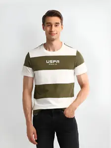 U.S. Polo Assn. Denim Co. Men Striped Round Neck Cotton Slim Fit T-shirt