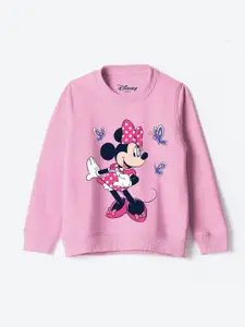 YK Disney Girls Graphic Printed Round Neck Cotton Pullover Sweatshirt