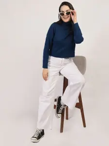 CHKOKKO Women Ribbed Woollen Pullover