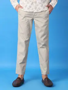 V-Mart Men Solid Cotton Self Design Checked Trousers