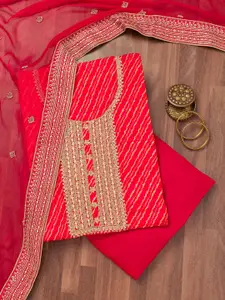 Koskii Leheriya Printed Beads and Stones Unstitched Dress Material