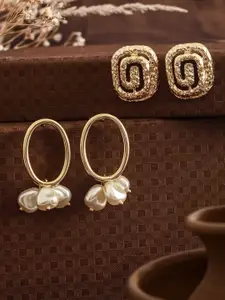 Jazz and Sizzle Set Of 2 Gold-Plated Contemporary Studs