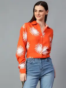 Kotty Women Comfort Spread Collar Graphic Printed Cotton Oversized Casual Shirt