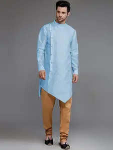 Utsav Fashion Mandarin Collar Regular Pintucked Kurta With Churidar