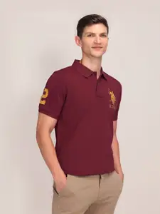 U.S. Polo Assn. Men Brand Logo Polo Collar Slim Fit Pure Cotton T-shirt
