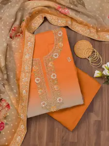 Koskii Floral Embroidered Zari Work Unstitched Dress Material