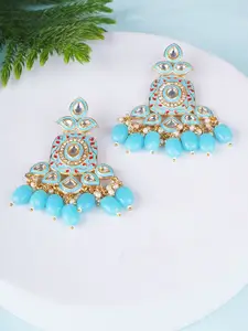 Adwitiya Collection Gold Plated Artificial Stones Studded Classic Drop Earrings