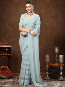 Stylum Striped Embroidered Net Saree